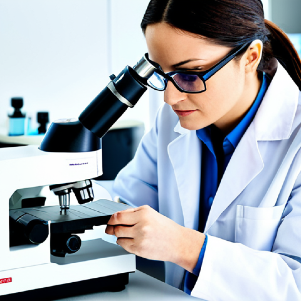 섬유기사와 필기시험 준비의 중요성 - **Image:** A textile engineer in a professional lab setting, examining a sample of eco-friendly fabr...