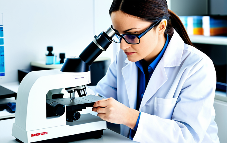 섬유기사와 필기시험 준비의 중요성 - **Image:** A textile engineer in a professional lab setting, examining a sample of eco-friendly fabr...