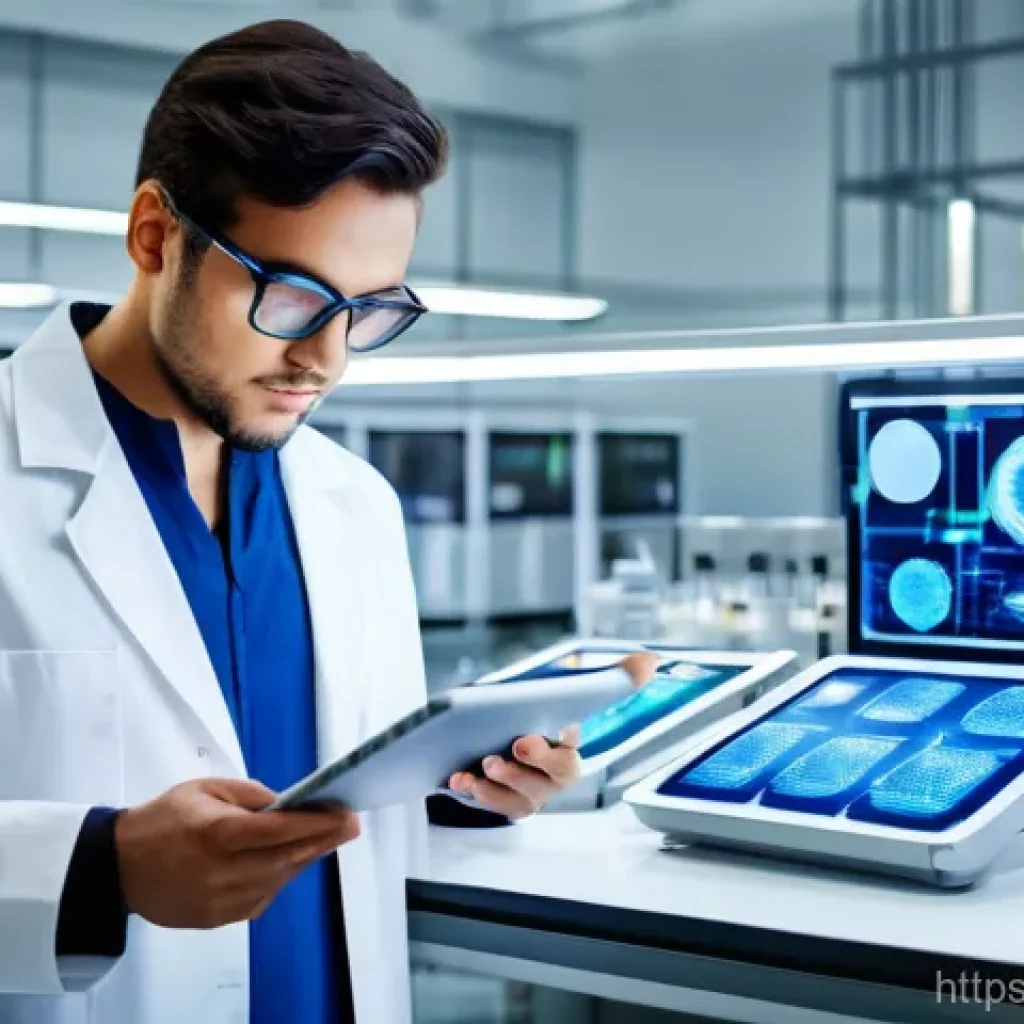 섬유기사 필기시험의 예상 문제 - A professional textile engineer, in a clean, brightly lit laboratory, stands confidently amidst vari...