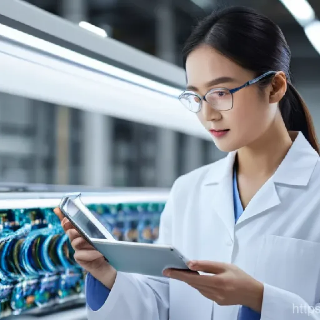 섬유기사 직무와 역할 - **Prompt:** A focused, professional female textile engineer (around 30s, East Asian appearance) in a...