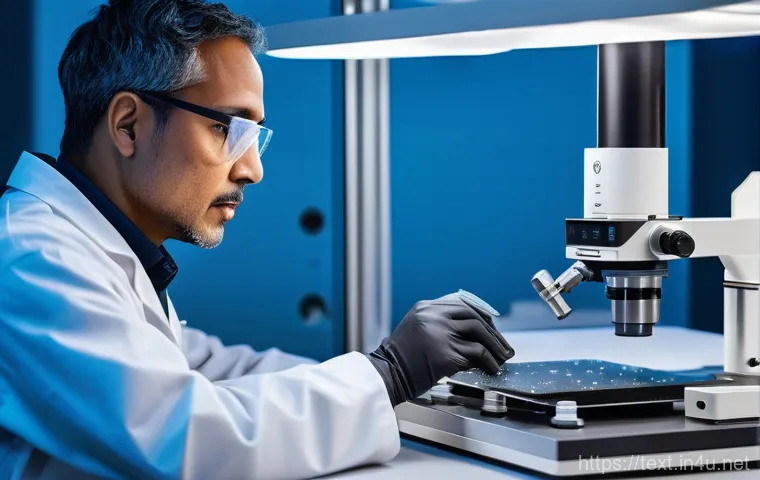 섬유기사 직무와 역할 - **Prompt:** A focused, professional female textile engineer (around 30s, East Asian appearance) in a...