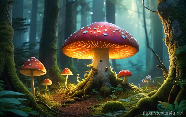 섬유기사 필기시험 대비 전략 - A whimsical forest scene at dusk, with soft, ethereal lighting filtering through ancient, moss-cover...