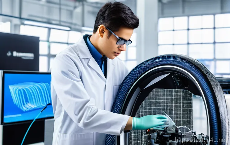 섬유기사 실기시험 합격률 - **Image Prompt:** A dynamic and futuristic laboratory scene where a diverse group of textile enginee...