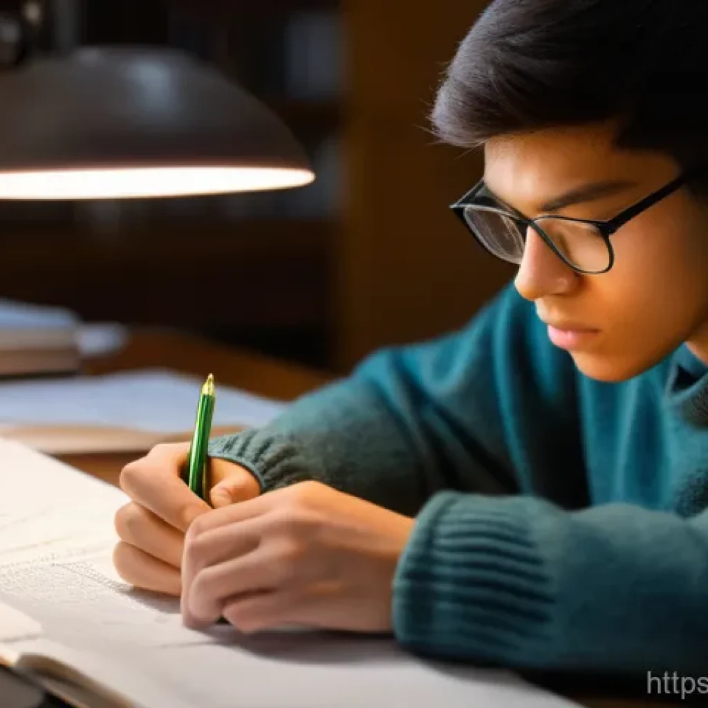 섬유기사 합격률 분석 - A student, looking focused and determined, is deeply immersed in studying for a challenging textile ...