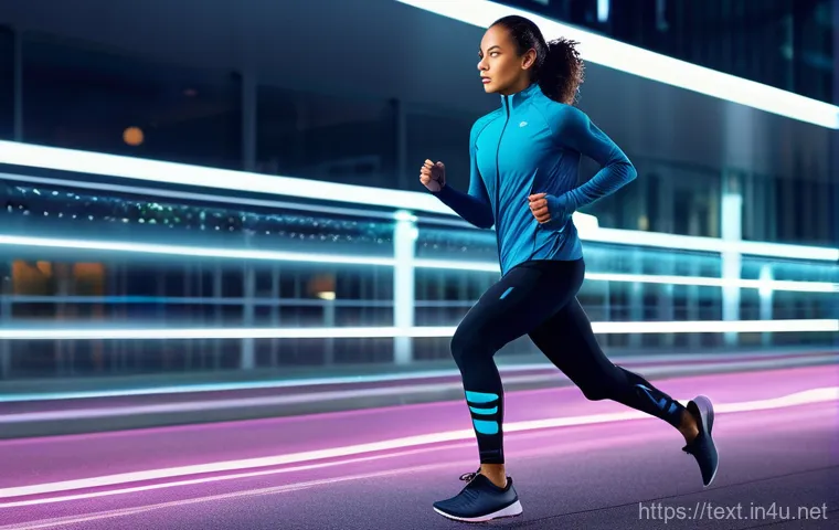 섬유기사와 업계 전망 분석 - **Prompt 1: Advanced Smart Sportswear in Action**
    A dynamic, full-body shot of an athlete (eithe...