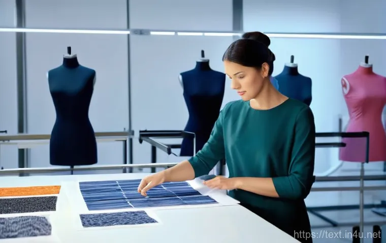 섬유기사 자격증 취득 후의 이점 - **Prompt 2: Sustainable Fashion Workshop**
    A naturally lit, eco-friendly textile workshop, exudi...