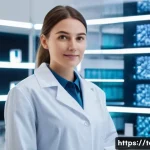 Home 21 섬유기사 학습 플래너 - A professional young adult textile engineer, dressed in a sleek, modern lab coat with subtle tech ac...