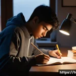 Home 20 섬유기사 필기시험의 준비 전략 - **Image Prompt 1: Determined Non-Major Student Studying Late**
A young adult, appearing to be in...