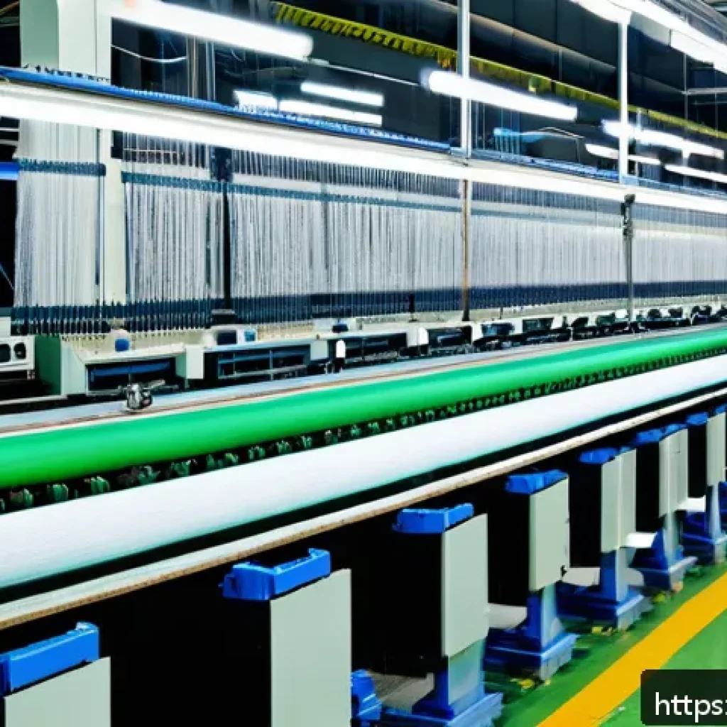 섬유기사 필기시험 대비 방법 - A detailed illustration of a modern textile factory focusing on the spinning and weaving processes, ...