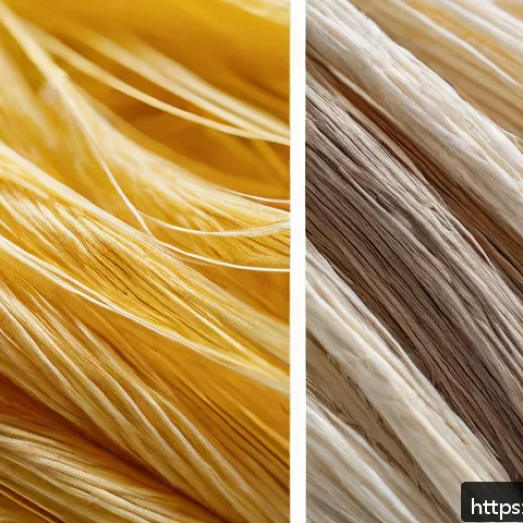 섬유기사 필기 과목별 요약 노트 - A detailed scientific illustration of natural and synthetic fibers side by side: showing close-up te...