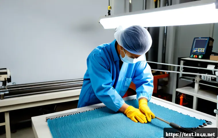 섬유기사 자격증 활용 방법 - Photorealistic textile quality-control laboratory, a skilled textile technician in clean protective ...