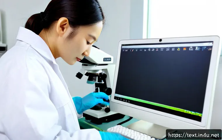 Home 17 섬유기사 자격증의 미래적 가치 - Photorealistic modern textile research laboratory, confident textile engineer in clean protective cl...